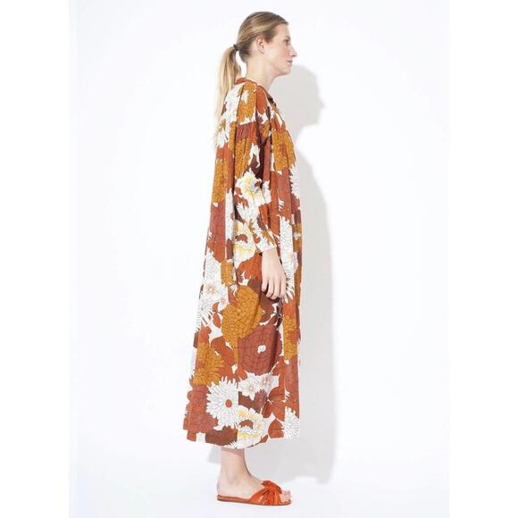 Dodo Bar Or Vyan Kaftan Maxi Dress in Loren Camel Retro Floral Size L - Picture 4 of 13